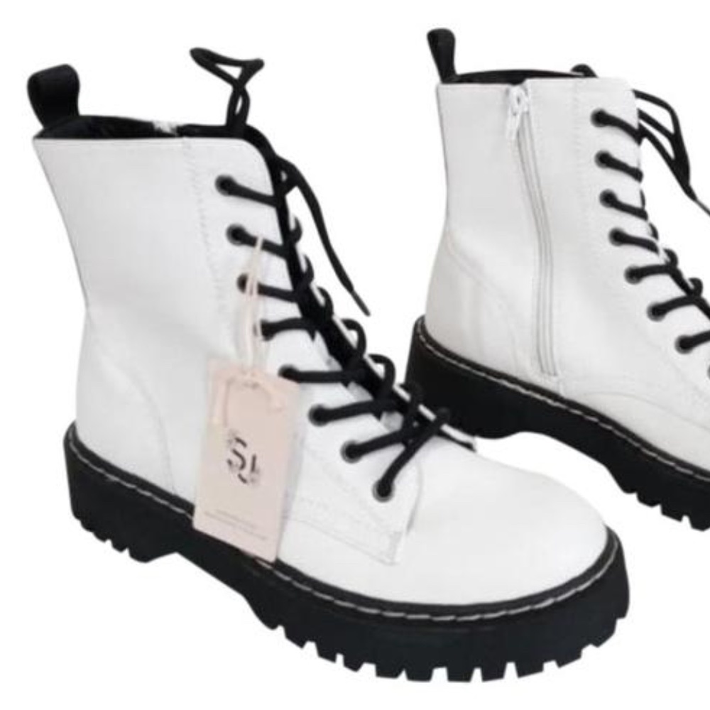 Sincerely Jules White Combat Boots
